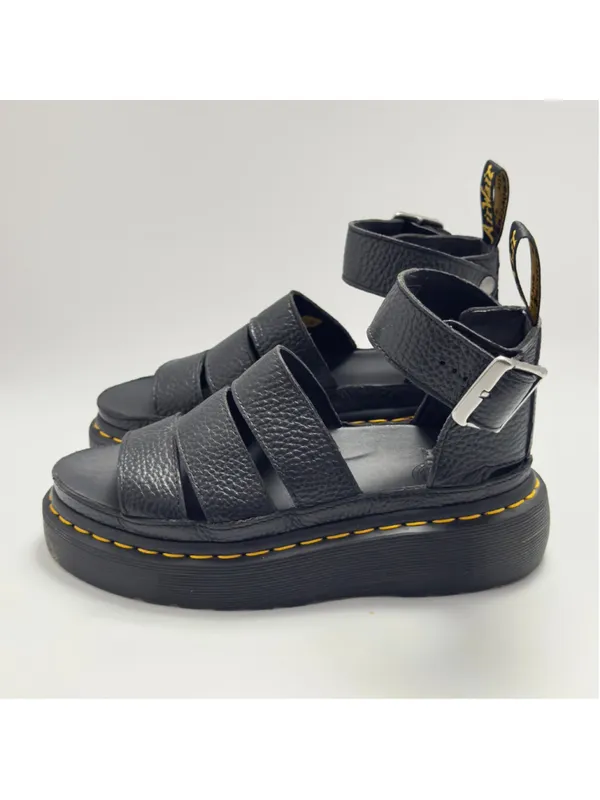 Dr. Martens Clarissa II Quad Milled Nappa Leather Platform Sandals Black Size 5L - Image 2