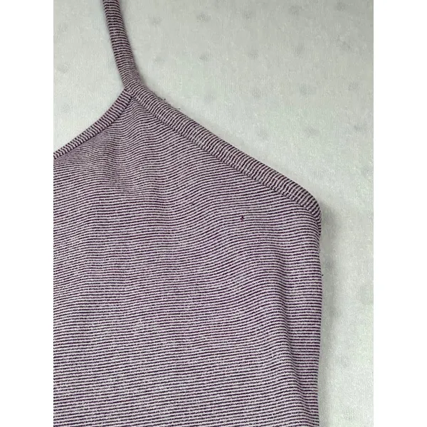 Lululemon Purple Striped Built-In Bra Tank Top Size 8 Shelf Bra Athletic - Image 3