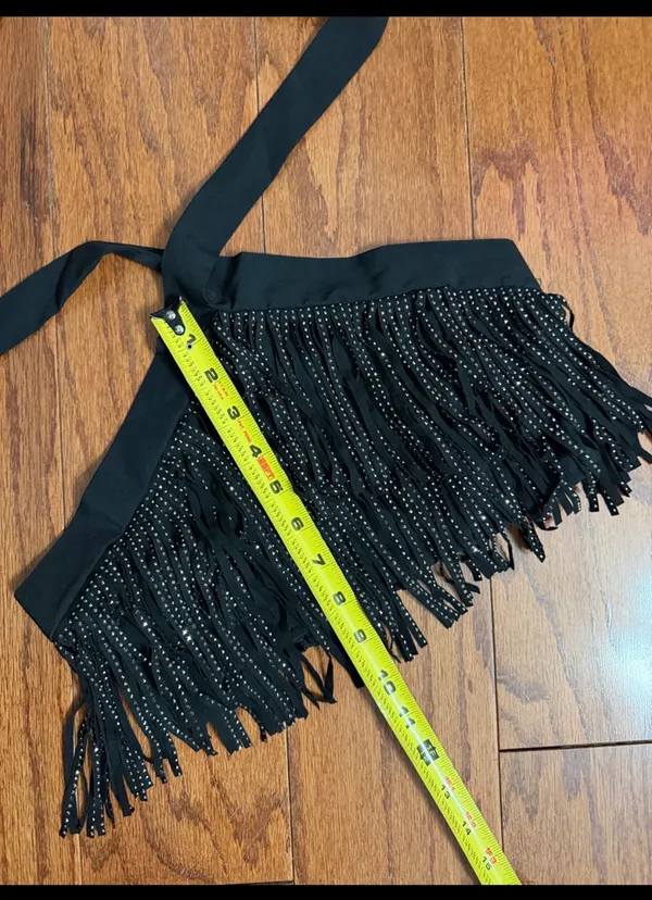 Effordram halter crop top crisscross tie-back with studded fringe trim - Small. Gently worn & Excellent condition. Measurements approximately 14” from armpit to armpit x 10” long. Non-smoking home. priced to sell at as is condition. Don’t like my price, make reasonable offer! And thank you for checking my closet. - Image 6