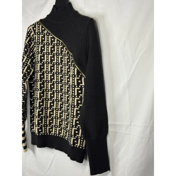 Women’s Beige Knit Sweater Pullover Long Sleeve Zipper‎ Casual Small - Image 4