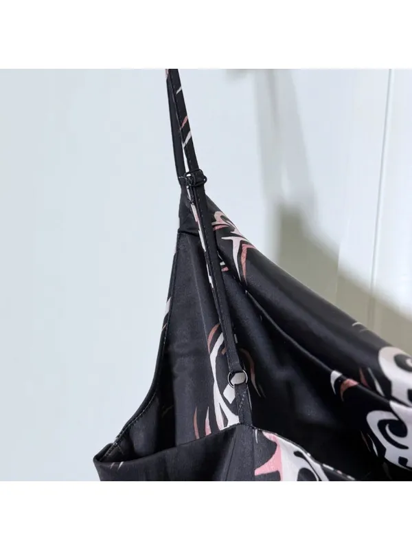 Urban Outfitters Black Slinky Silky Satin Mini Slip Mallory Dress Large Cyber - Image 4