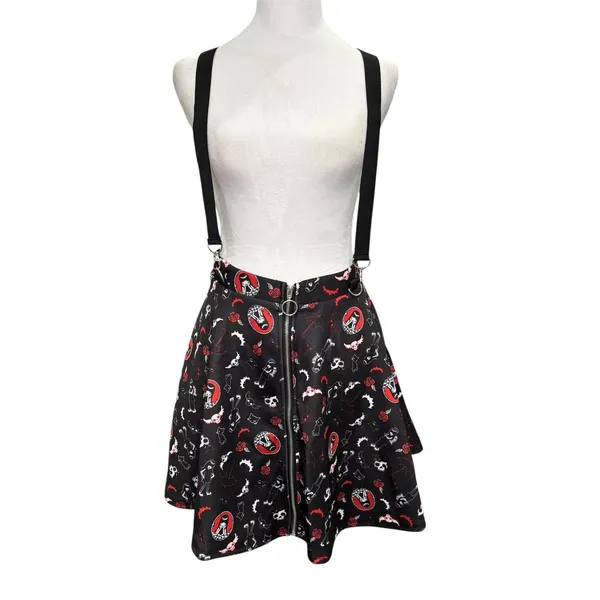Emily The Strange NWT‎ Black O-Ring Suspender Zipper Skirt Large Goth - Image 3