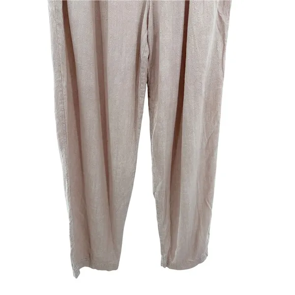 Free People Nothing To Say Pleated Linen Blend Trouser Pants Beige Blush 8 - Image 3