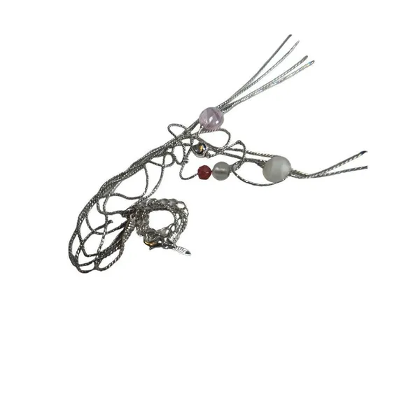 Marked NWT silver and pink beaded layered necklace - Image 9