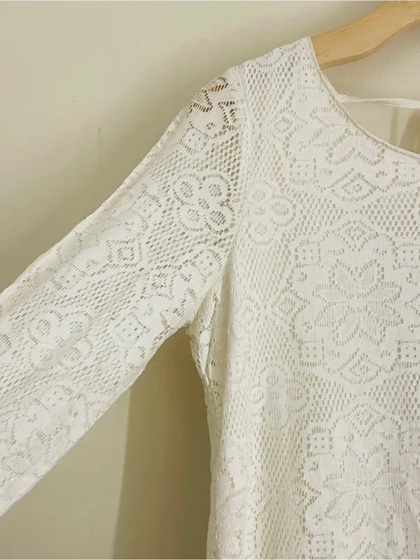 Element Eden White Lace Bell Sleeve Mini Dress NWT Medium Boho Festival - Image 6