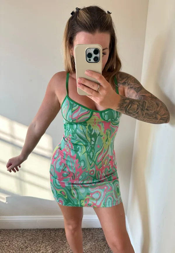 ZARA Green Printed Corset Mini Summer Dress - Image 2