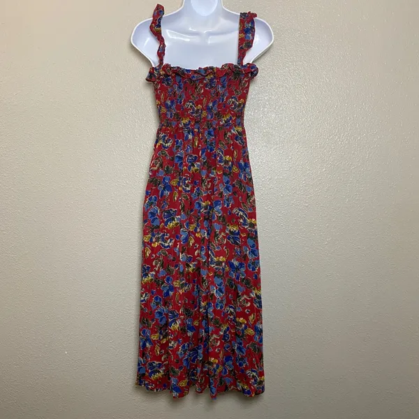 Natural Life Megan Smocked Midi Dress Small Bohemian Boho Chic Cottagecore - Image 3