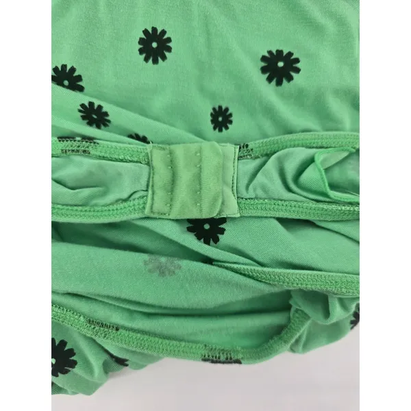 Free People Bodysuit Women Large Green Daisy Floral Intimately Ruched Sweetheart - Image 3