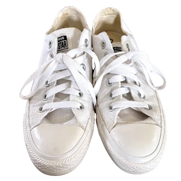 Converse All Star‎ Low Top Textured Sneakers Women's Sz 7 White Casual - Image 6
