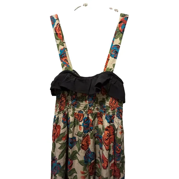 Audrey 3 +1 Floral Smocked Mini Dress‎ Rose Print Ruffle Neck Rayon DH4169 L - Image 6
