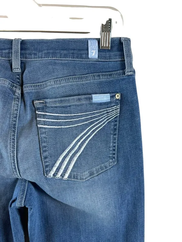 7 For All Mankind Tailorless Dojo Slim Flare Jeans Size 28 Medium Wash Blue Y2K - Image 4