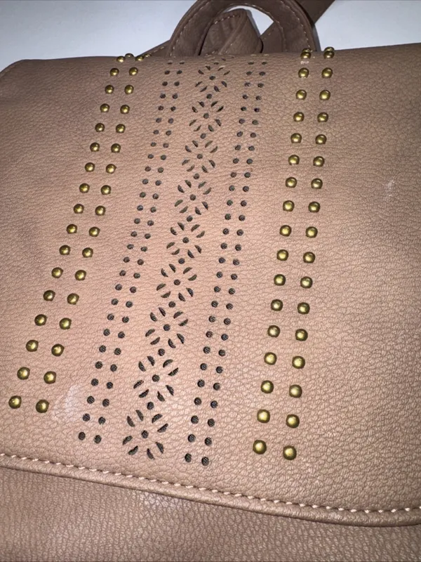 Chocolate Brown Large Backpack Purse w/ Decorative Nailheads - Image 5