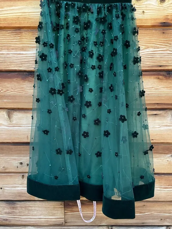 NWT MAC DUGGAL Green Embellished Butterfly Sleeve Velvet Hem Midi Dress Size 2 - Image 12