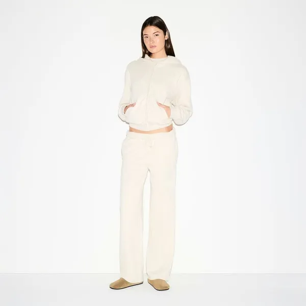 New Skims Cotton Fleece Classic Straight Leg Pant Oatmeal Hearher Medium NWT - Image 2