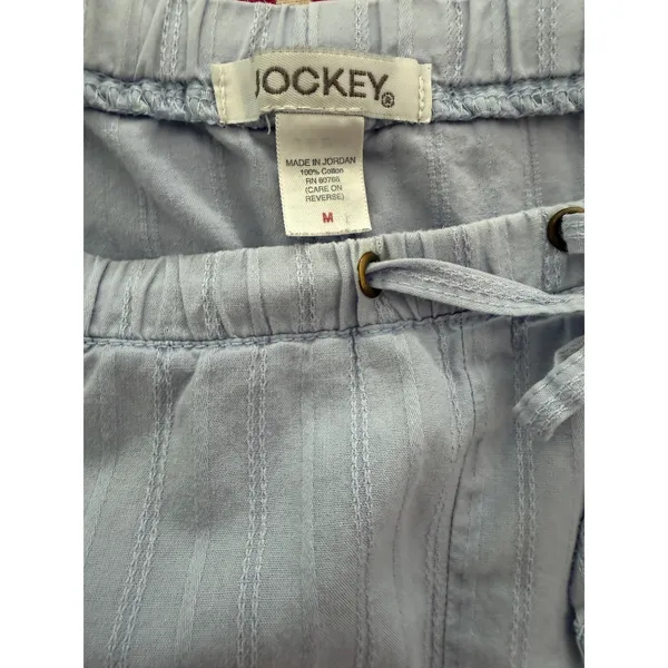 Jockey Women's Pajama Pants Medium Light Blue 100% Cotton Drawstring Sleep Pants - Image 8