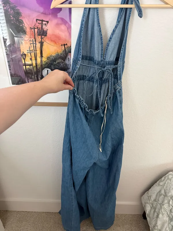 We The Free Blue Denim One-Piece Romper - Image 2