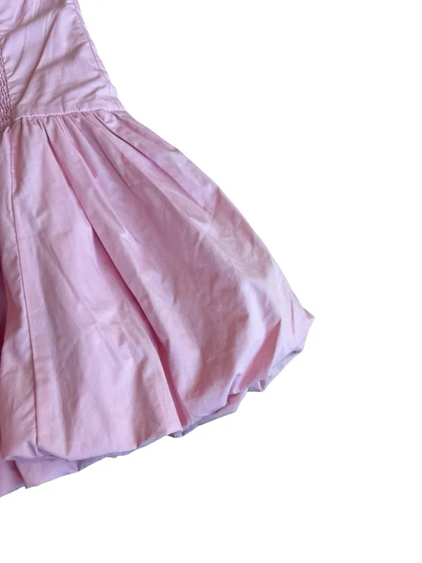 Abercrombie & Fitch Pink Bubble Hem Mini Dress Strapless Barbie Size Large NWT - Image 11