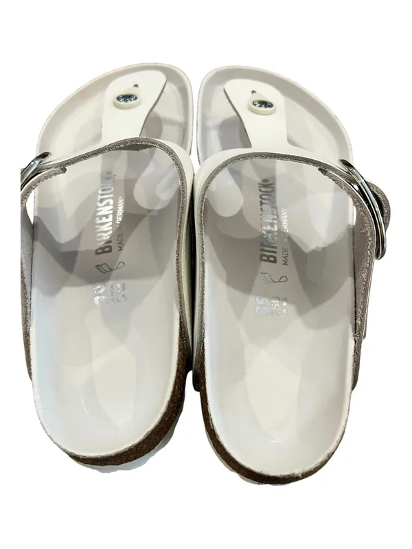 Birkenstock Gizeh Big Buckle White Leather Sandals Women’s 8 EU 39 Regular NIB - Image 7