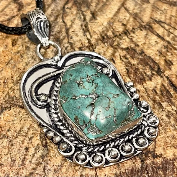 Blister Stabilized Turquoise Pendant 2” Blue - Image 12
