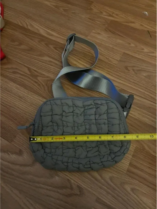 Gray Quilted Puffer Belt Bag - Image 3