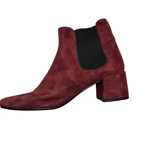 Coach Chelsea Boots Burgundy 7 Women Suede Block Heel Ankle Goring G2765 - Image 6