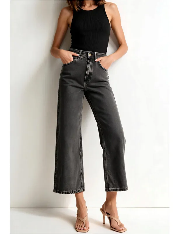 SÉZANE Le Crop Jeans, Middle Grey, FR42/US10 - Image 2
