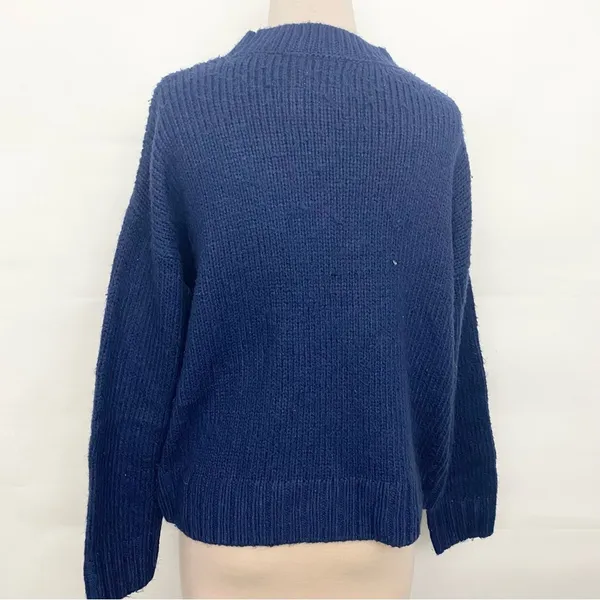 Victoria's Secret PINK Navy Blue Varsity Letter Boyfriend Sweater sz med - Image 3