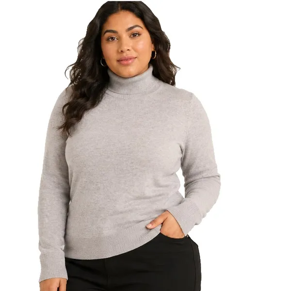 Free Assembly Womens Sweater Size L Heather Grey Ribbed Turtleneck Knit Classic - Image 11