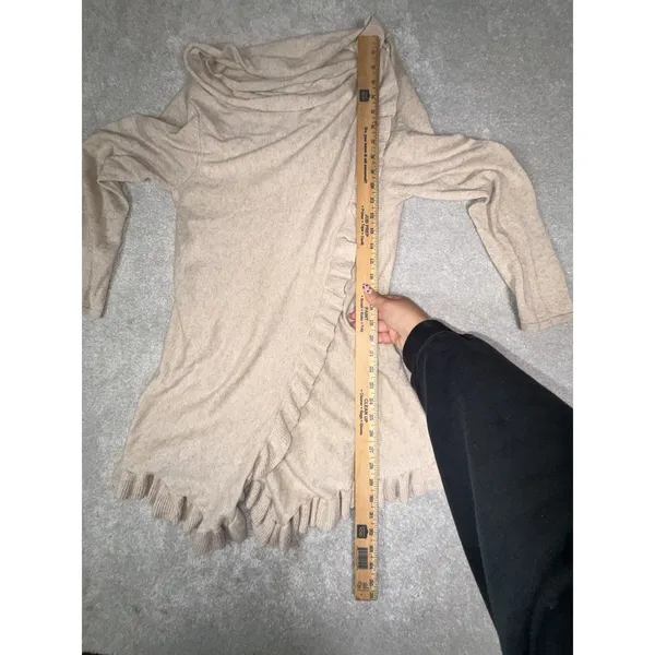 Claudia Nichole M Silk Cashmere Ruffle Wrap Cowl Neck Sweater Tunic - Image 12