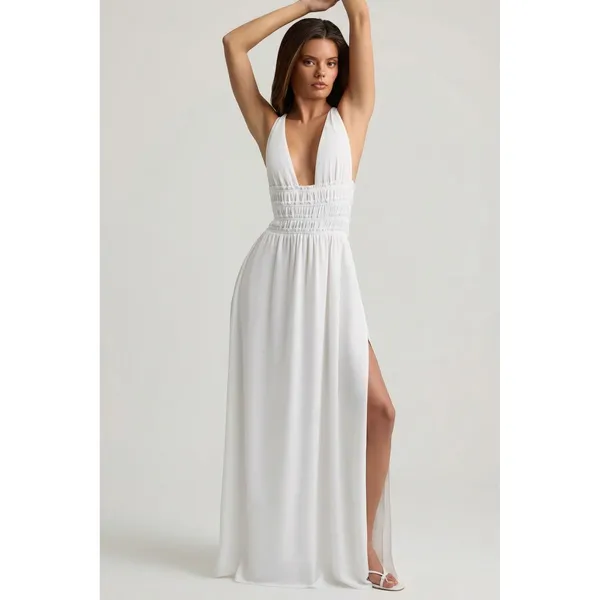 Oh Polly Pryana White Plunge‎ Cross Back Maxi Dress NWT Size US 2 - Image 7
