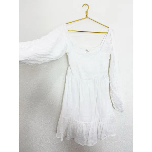 Revolve L*SPACE Winslet Dress Size Large Ivory Smocked Long Sleeve Boho - Image 11
