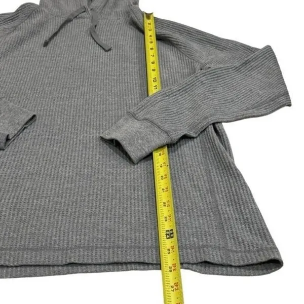 NEW Old Navy Grey‎ Waffle Knit Hooded Sweater Holiday Cabincore Cozy Unisex M - Image 9