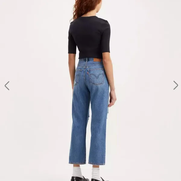 Levi's Blue Distressed Wide-Leg Jeans - Image 2