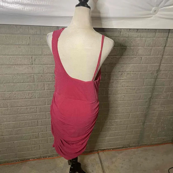Amazon Sparkly Pink Cinched One Shoulder‎ Dress Size XL - Image 3