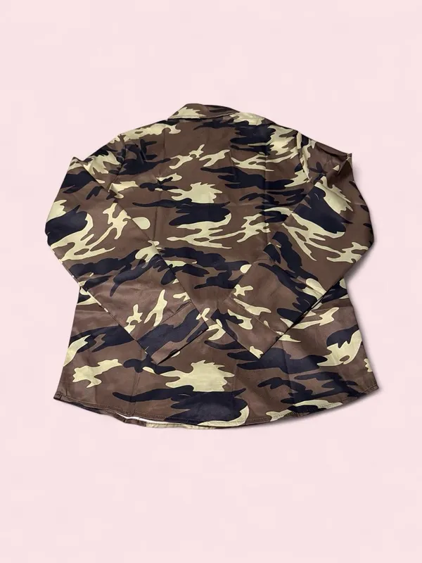 Women’s Camo Button-Down Shirt - Brown/Olive - Image 2