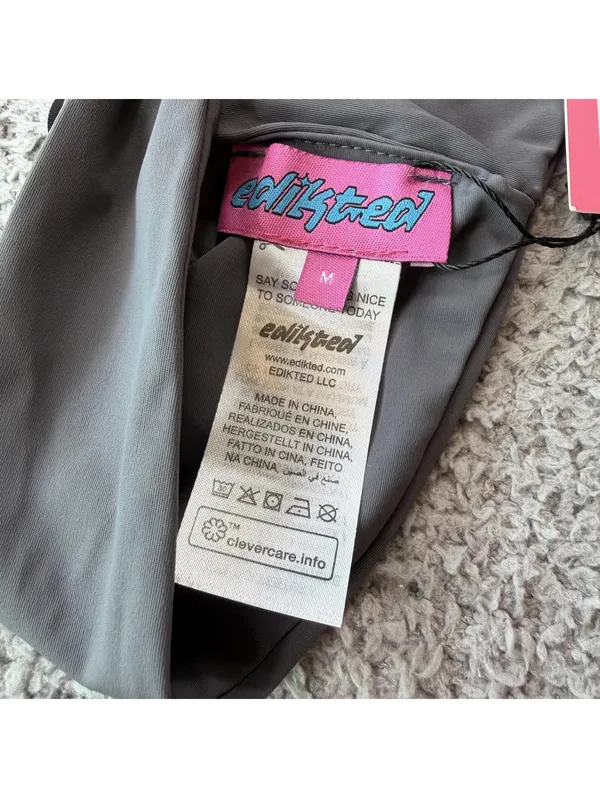 Edikted NWT Dark Gray Halter Tie Back Open Back Top Women's Medium Y2K - Image 4