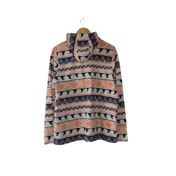 O'Neill Fleece Pullover Women Large Cream Orange Tribal Print Half Zip Excellent - Image 2