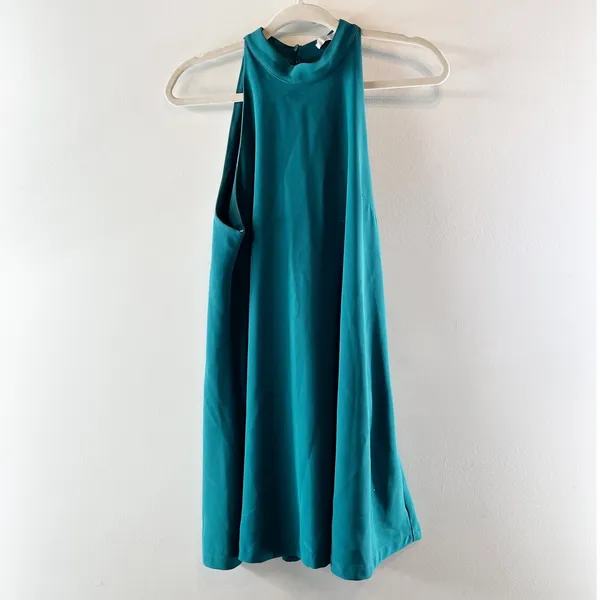 Lovers + Friends Lily Halter Sleeveless Mini Swing Dress Teal Green Medium - Image 2
