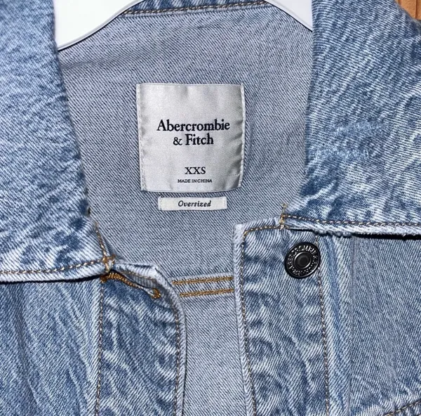 Abercrombie & Fitch Blue Denim Jacket Vest Oversized Fit Retro - Image 3