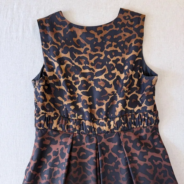 Alfani Womens 100%‎ Silk Leopard Print V-Neck Pleated A-Line Dress Brown Black 8 - Image 7