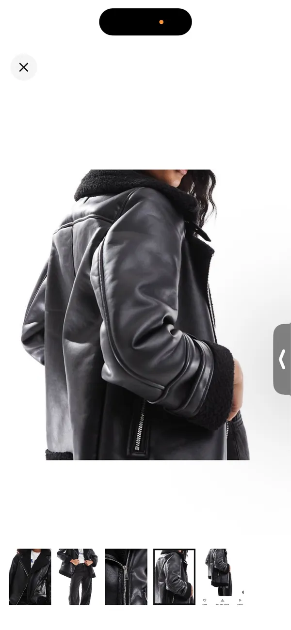 Women’s black shearling jacket - Image 3