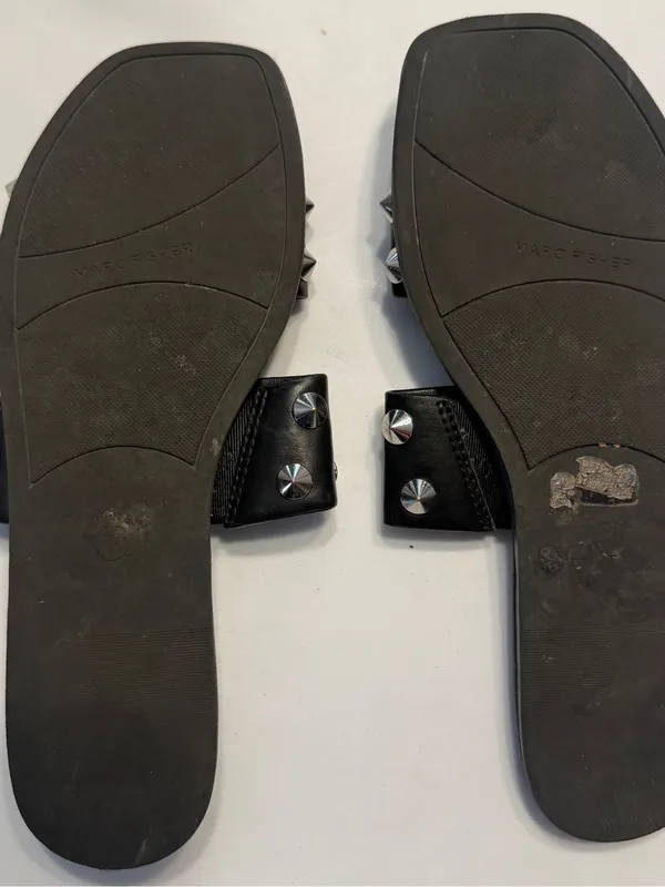 MF BOLIV Black Studded Double-Strap Slide Sandals Size 7 - Image 3