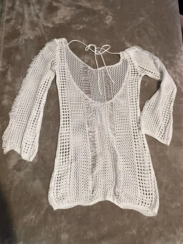 Knit Swim Cover Up White - Image 3