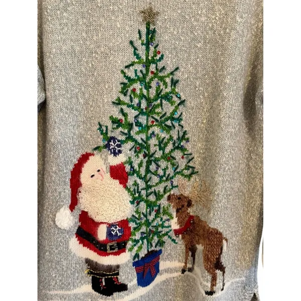 Vtg Design Options Philip & Jane Gordon Womens Christmas Sweater Size M/L Santa - Image 2