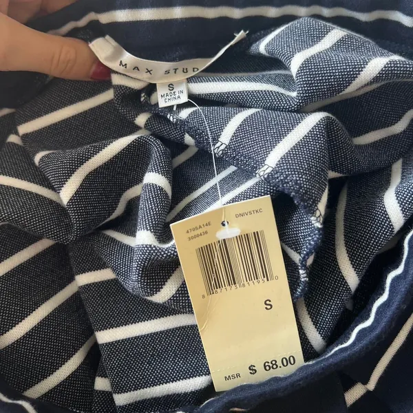 Max Studio Navy Striped NWT Skirt - Image 5