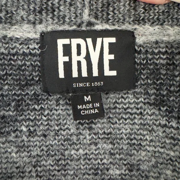3175 | Frye Cardigan Sweater Women M Gray Aztec Open Front Pockets Southwestern - Image 5