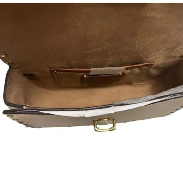 Coach Ivory Glove Tan Leather w/ Crystal Rivets Studio Baguette Shoulder Bag New - Image 6