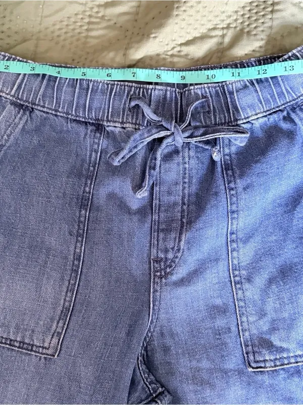 GAP Denim High Rise Wide Leg Drawstring Jeans Size S - Image 5
