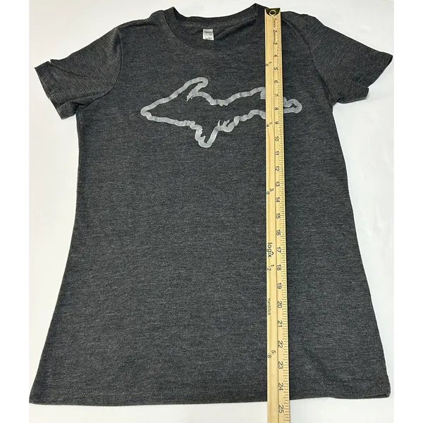 Bella Canvas 6004 Women Juniors L T-Shirt Michigan Upper Peninsula Heather Gray - Image 2