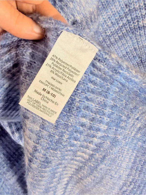 Time & Tru Cozy Blue Open-Front Knit Cardigan Sweater Medium - Image 5